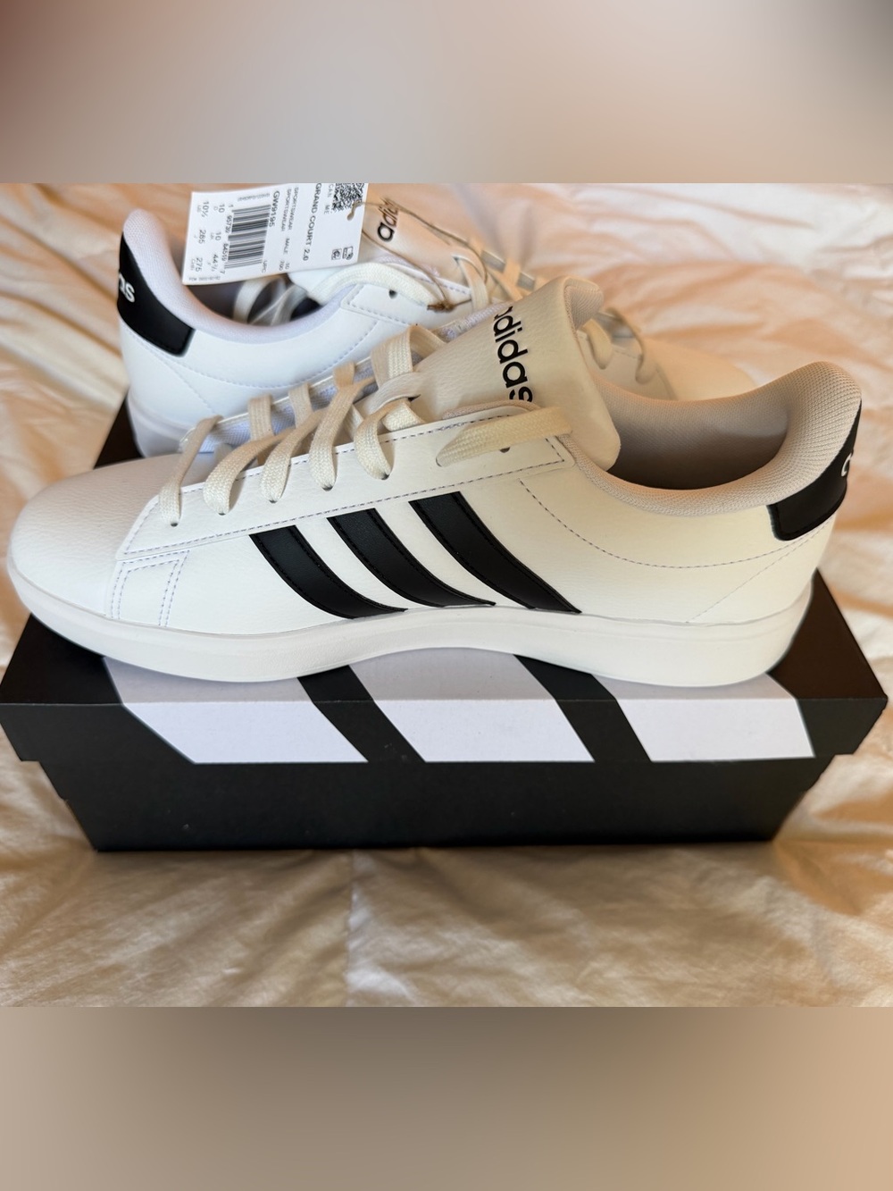 adidas White Sneakers with Black Stripes